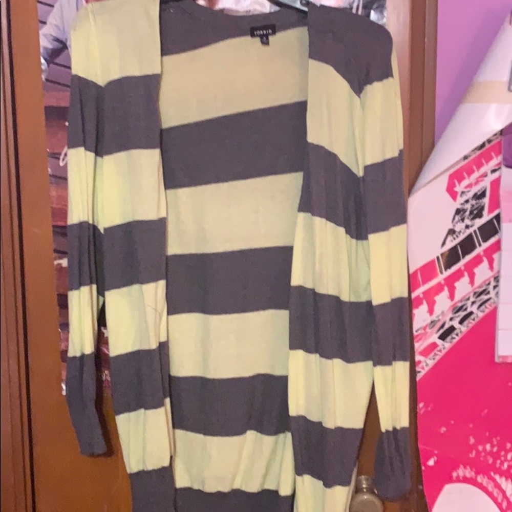 Torrid Gray and Yellow striped cardigan